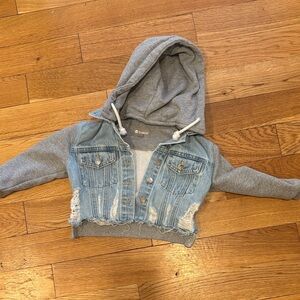 TRACTR Kids Denim and Gray Hooded Jacket